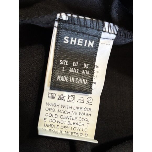 SHEIN‎ Black Short Romper Size Large Faux Tie On Straps Flowy - Picture 9 of 9